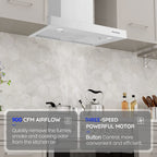 30 - Inch Stainless Steel Wall Mount Range Hood with 900CFM and Grease Baffle Filter - Comfortable Living Decor