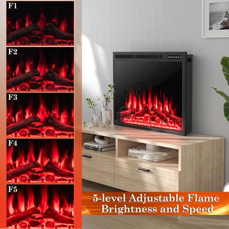 34/37 Inch Electric Fireplace Recessed with Adjustable Flames - Comfortable Living Decor