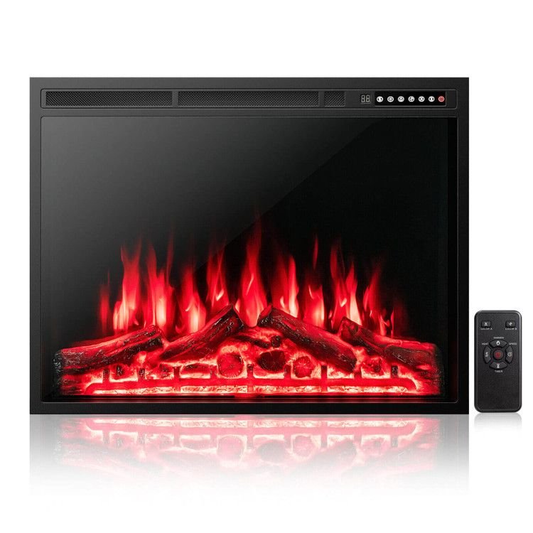 34/37 Inch Electric Fireplace Recessed with Adjustable Flames - Comfortable Living Decor