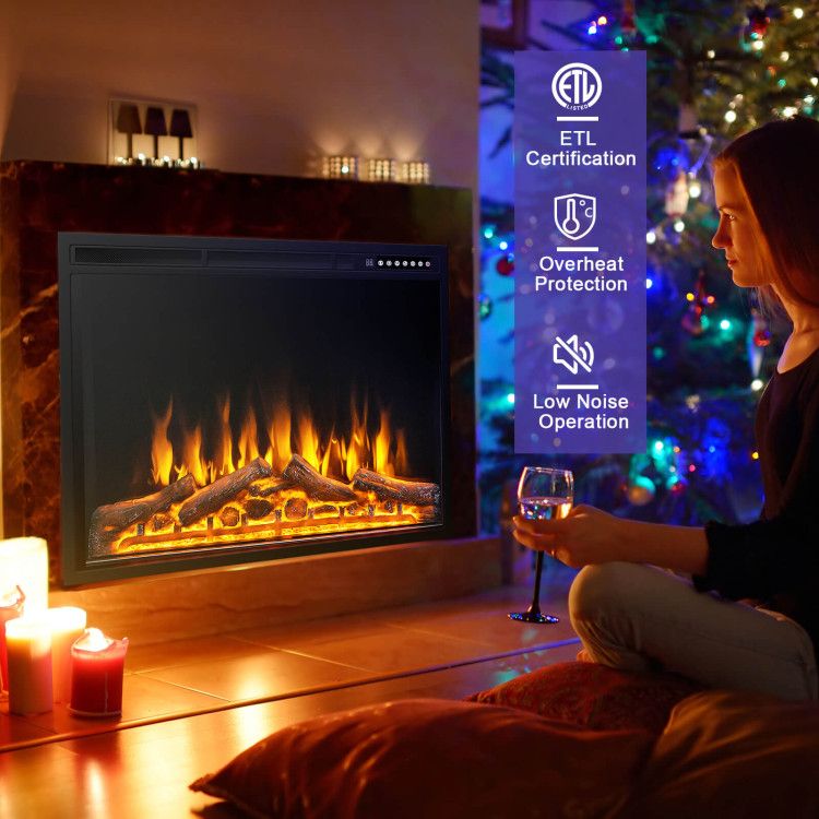 34/37 Inch Electric Fireplace Recessed with Adjustable Flames - Comfortable Living Decor