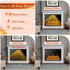 34/37 Inch Electric Fireplace Recessed with Adjustable Flames - Comfortable Living Decor