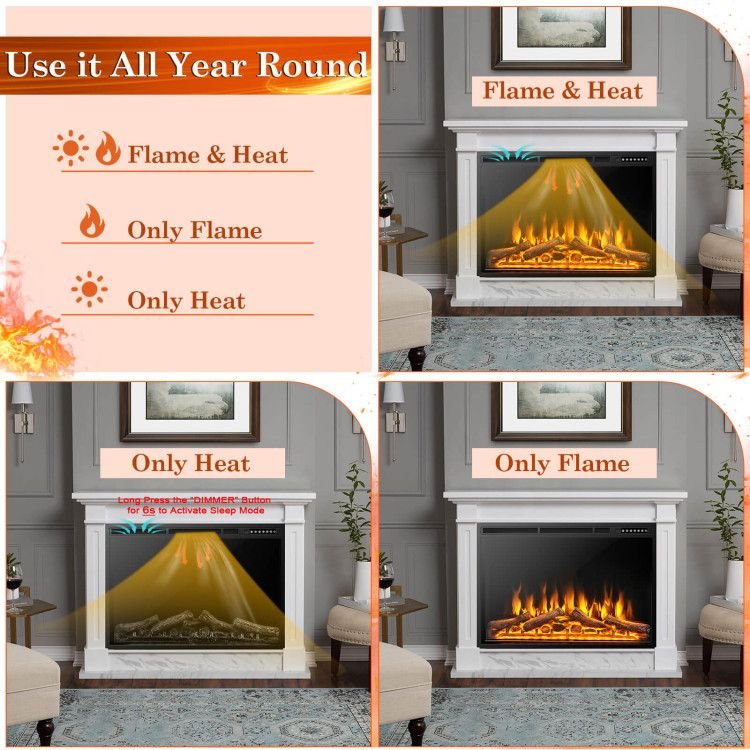 34/37 Inch Electric Fireplace Recessed with Adjustable Flames - Comfortable Living Decor