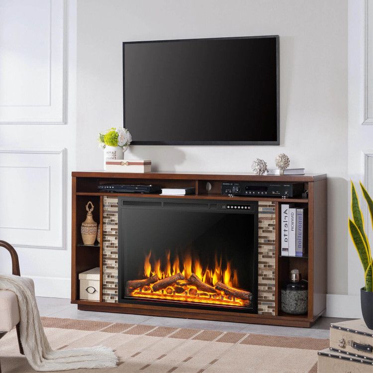 34/37 Inch Electric Fireplace Recessed with Adjustable Flames - Comfortable Living Decor