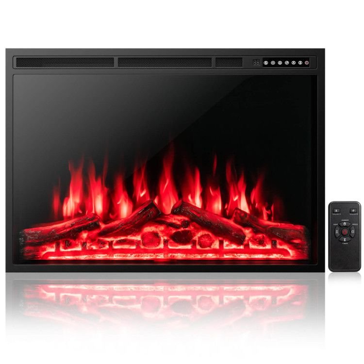 34/37 Inch Electric Fireplace Recessed with Adjustable Flames - Comfortable Living Decor