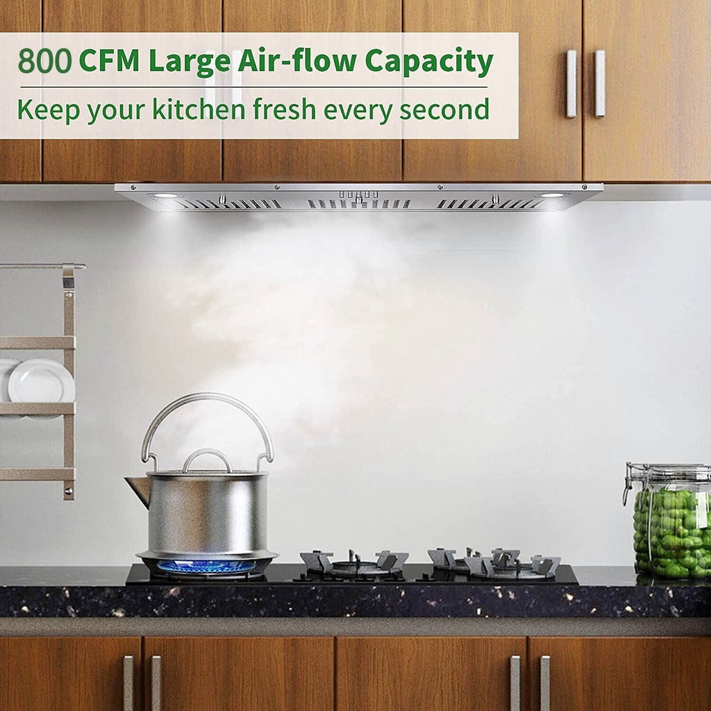 36 inch Built - In/Insert Range Hood 800CFM Kitchen Stove Vent 3 - Speed w/LEDs - Comfortable Living Decor