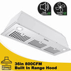 36 inch Built - In/Insert Range Hood 800CFM Kitchen Stove Vent 3 - Speed w/LEDs - Comfortable Living Decor