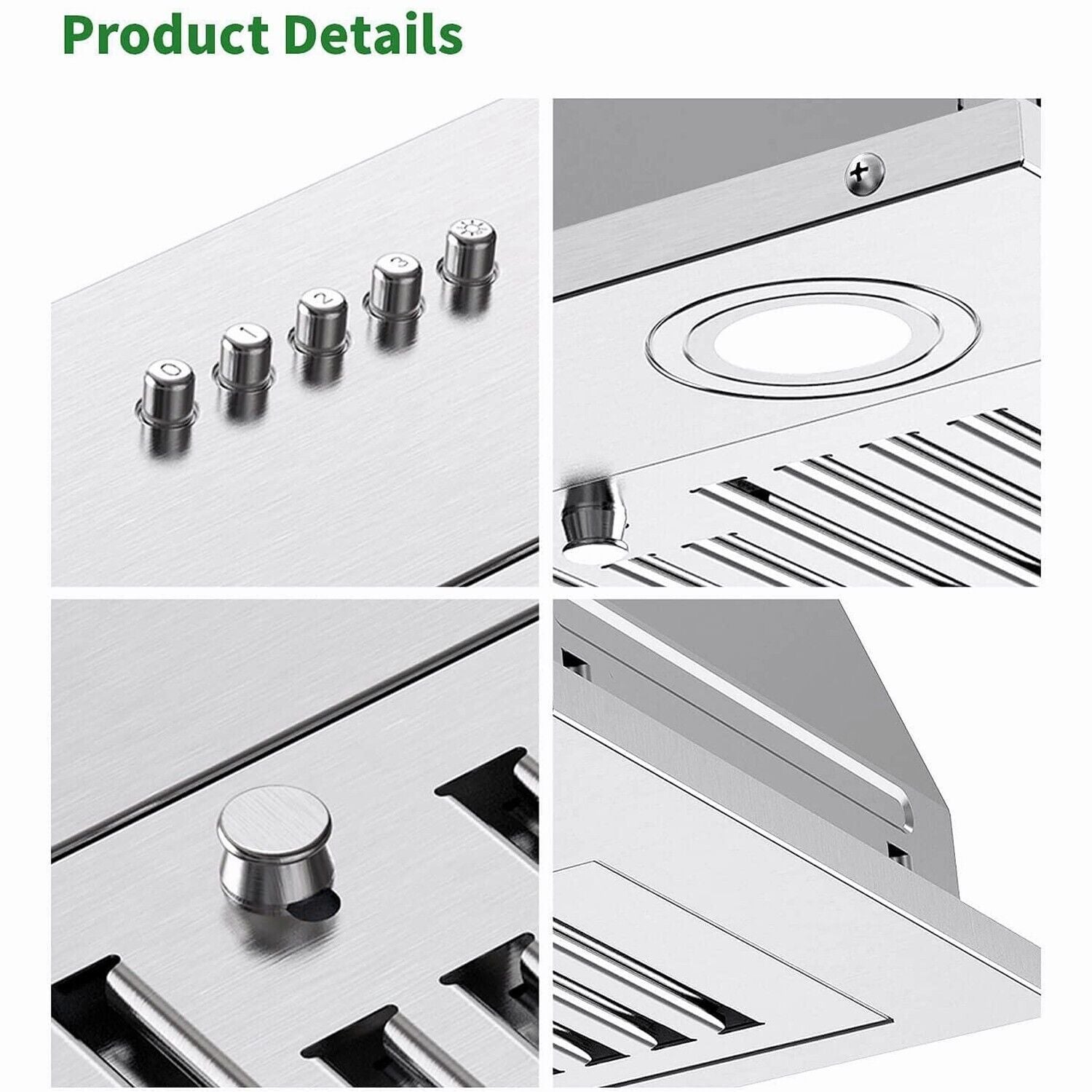 36 inch Built - In/Insert Range Hood 800CFM Kitchen Stove Vent 3 - Speed w/LEDs - Comfortable Living Decor