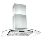 36 inch Stainless Steel Island Mount Range Hood 900CFM Tempered Glass w/LED Lights - Comfortable Living Decor