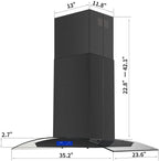 36 inch Stainless Steel Island Mount Range Hood 900CFM Tempered Glass w/LED Lights - Comfortable Living Decor