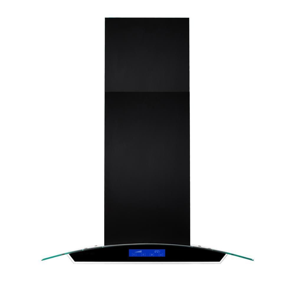 36 inch Stainless Steel Island Mount Range Hood 900CFM Tempered Glass w/LED Lights - Comfortable Living Decor