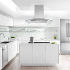 36 inch Stainless Steel Island Mount Range Hood 900CFM Tempered Glass w/LED Lights - Comfortable Living Decor