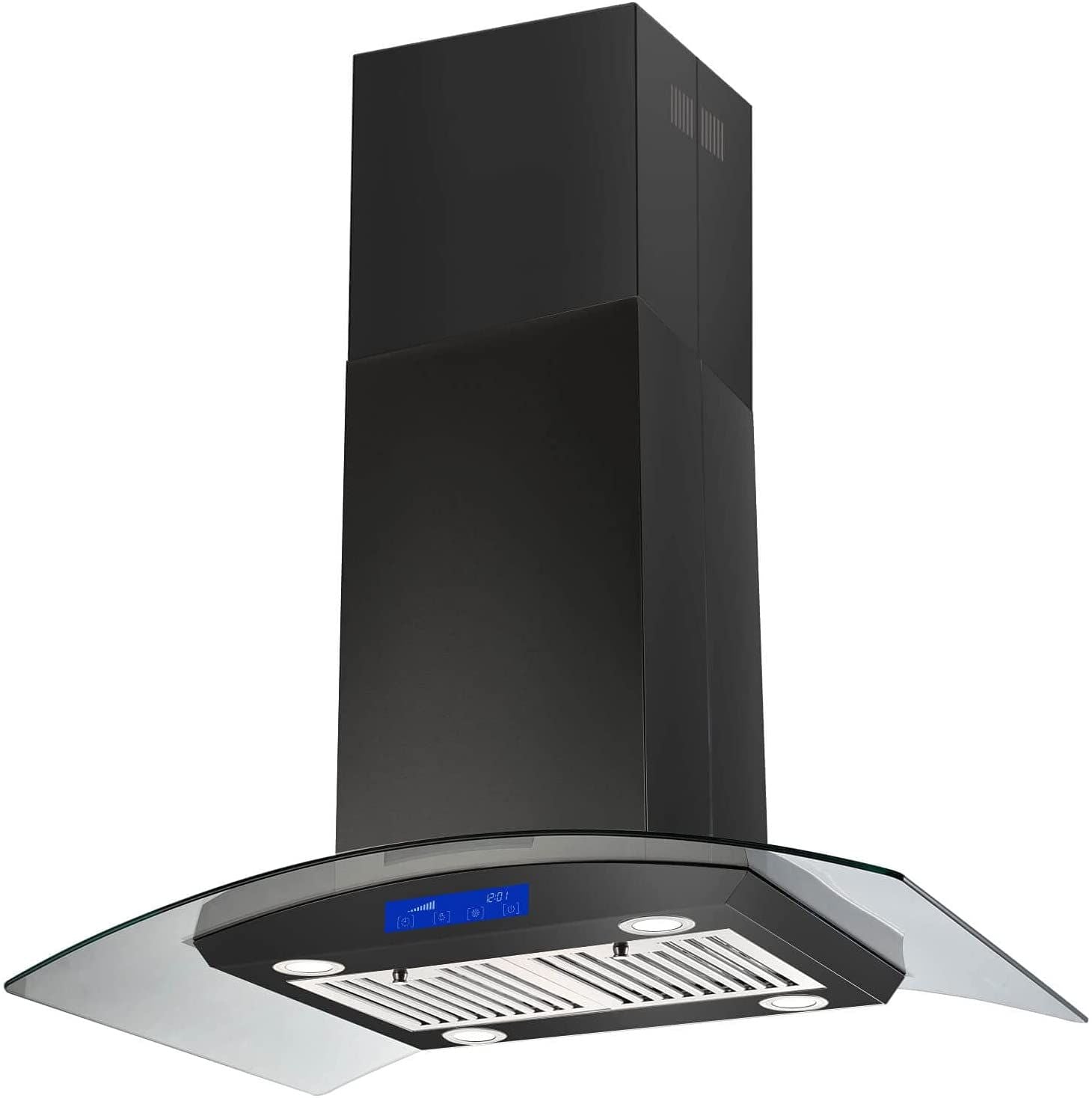 36 inch Stainless Steel Island Mount Range Hood 900CFM Tempered Glass w/LED Lights - Comfortable Living Decor