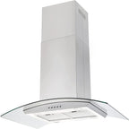 36 inch Stainless Steel Island Mount Range Hood 900CFM Tempered Glass w/LED Lights - Comfortable Living Decor