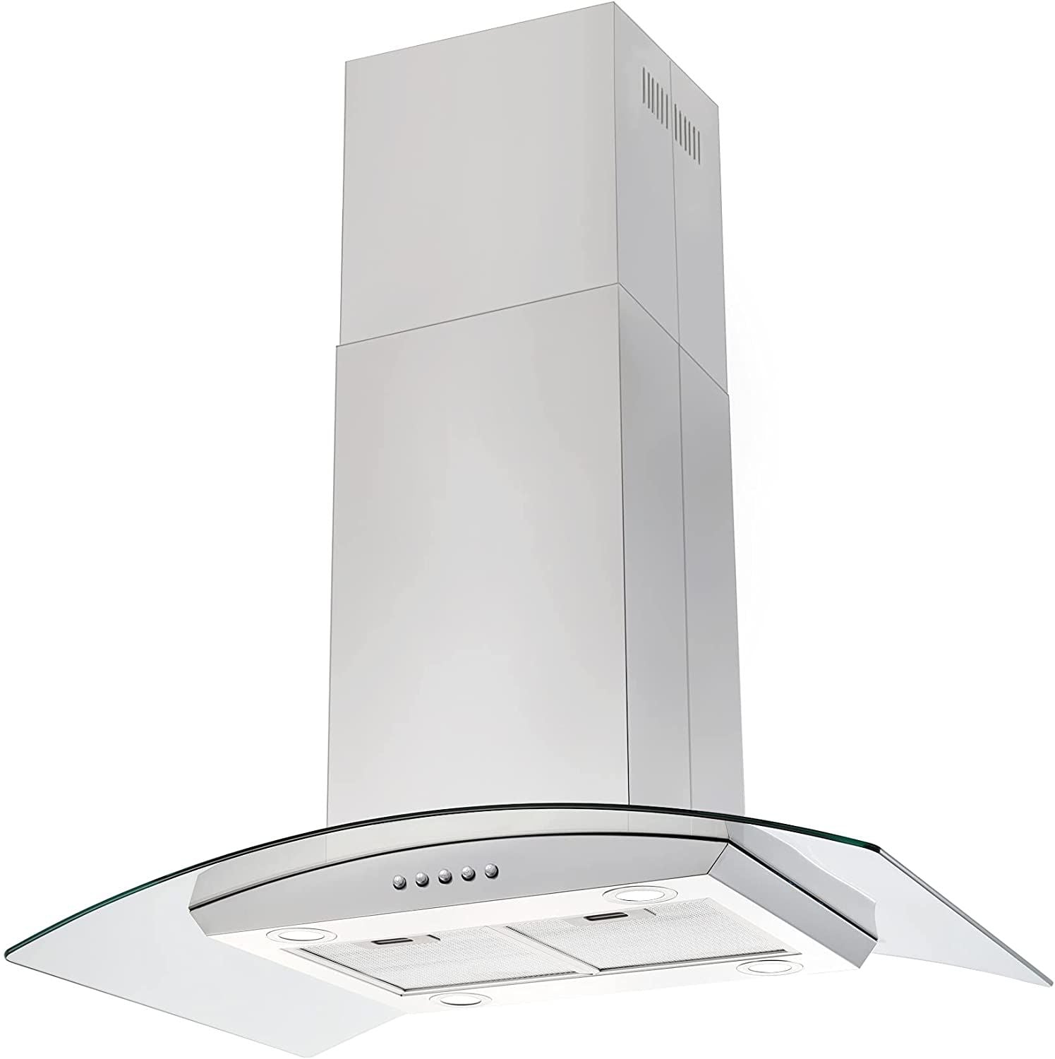 36 inch Stainless Steel Island Mount Range Hood 900CFM Tempered Glass w/LED Lights - Comfortable Living Decor