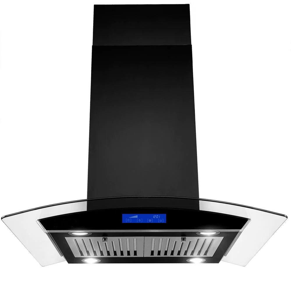 36 inch Stainless Steel Island Mount Range Hood 900CFM Tempered Glass w/LED Lights - Comfortable Living Decor