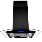 36 inch Stainless Steel Island Mount Range Hood 900CFM Tempered Glass w/LED Lights - Comfortable Living Decor