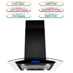 36 inch Stainless Steel Island Mount Range Hood 900CFM Tempered Glass w/LED Lights - Comfortable Living Decor