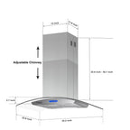 36 inch Stainless Steel Island Mount Range Hood 900CFM Tempered Glass w/LED Lights - Comfortable Living Decor