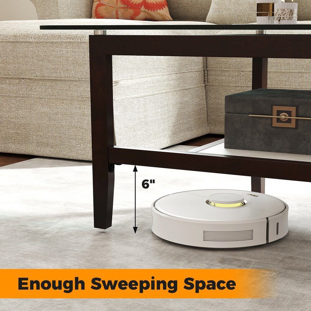 42" 2 - Tier Glass Cocktail Table with Storage Shelf by Hooya - Comfortable Living Decor