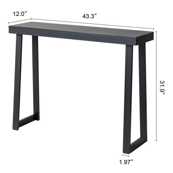 43.3 Inch Solid Wood Console Table for Entryway, Sofa Table Narrow Entryway Table for Hallway, Behind The Couch, Living Room, Foyer, Black - Comfortable Living Decor