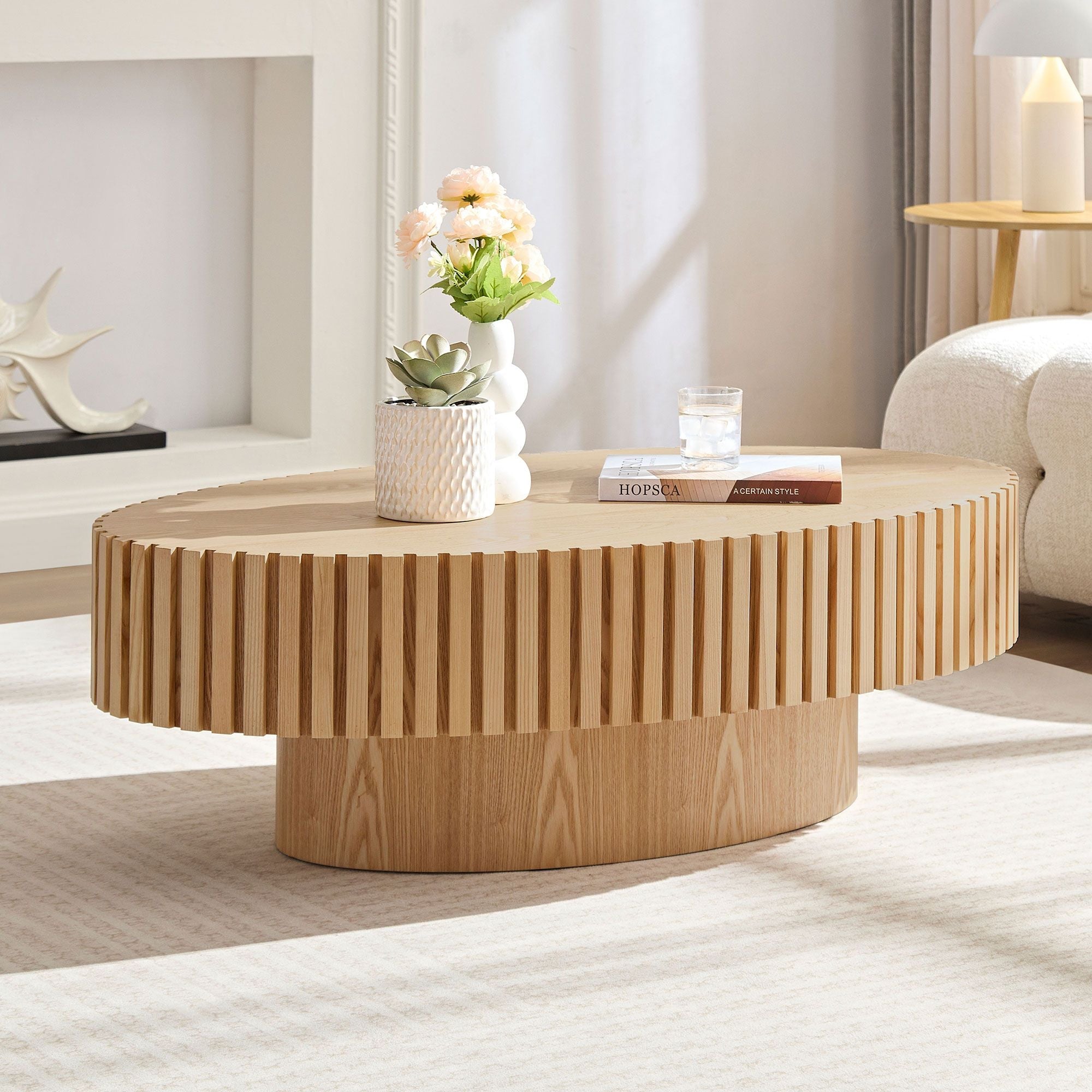 43.7" Ellipse Drum Cocktail Table by Hooya - Comfortable Living Decor