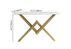 47.2" Narrow Rectangle White Console Table with Wooden Top and Gold Metal Base - Comfortable Living Decor