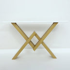 47.2" Narrow Rectangle White Console Table with Wooden Top and Gold Metal Base - Comfortable Living Decor