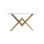 47.2" Narrow Rectangle White Console Table with Wooden Top and Gold Metal Base - Comfortable Living Decor