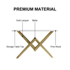 47.2" Narrow Rectangle White Console Table with Wooden Top and Gold Metal Base - Comfortable Living Decor
