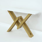 47.2" Narrow Rectangle White Console Table with Wooden Top and Gold Metal Base - Comfortable Living Decor