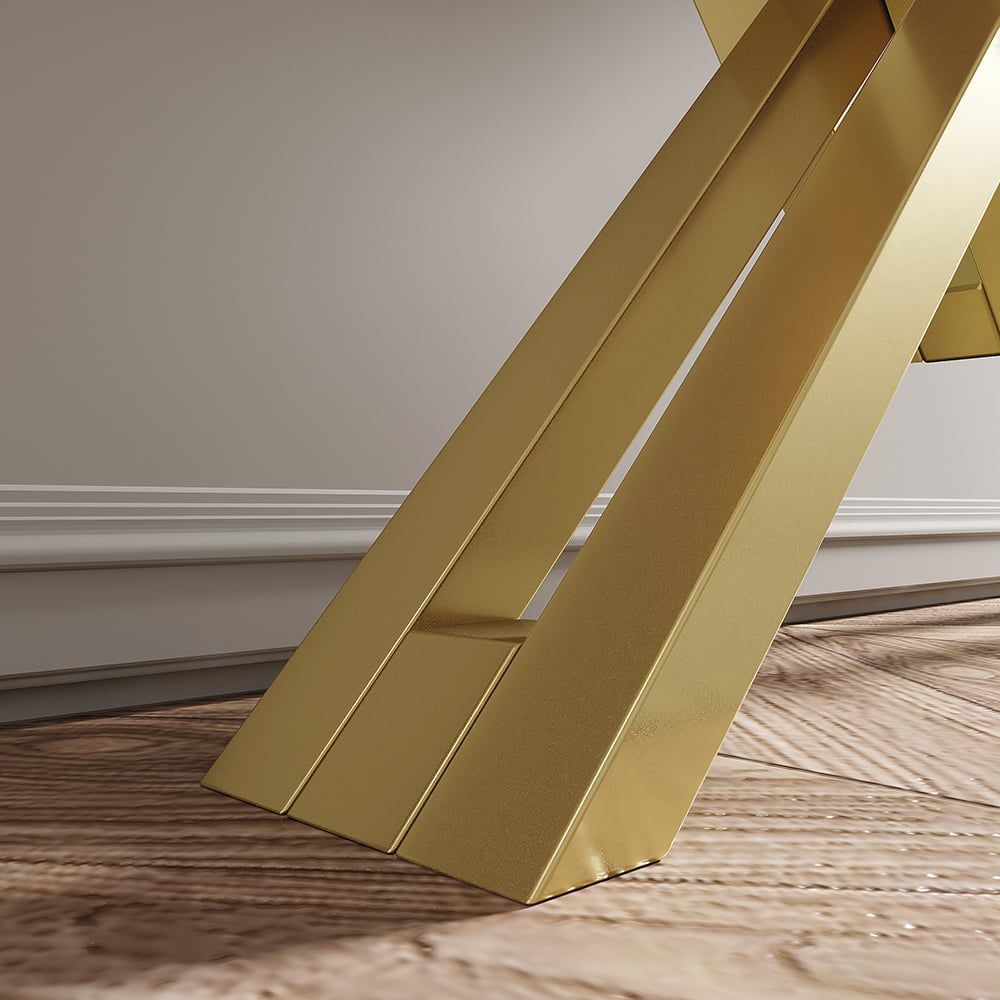 47.2" Narrow Rectangle White Console Table with Wooden Top and Gold Metal Base - Comfortable Living Decor