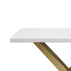 47.2" Narrow Rectangle White Console Table with Wooden Top and Gold Metal Base - Comfortable Living Decor