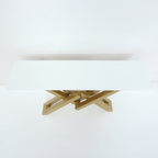 47.2" Narrow Rectangle White Console Table with Wooden Top and Gold Metal Base - Comfortable Living Decor