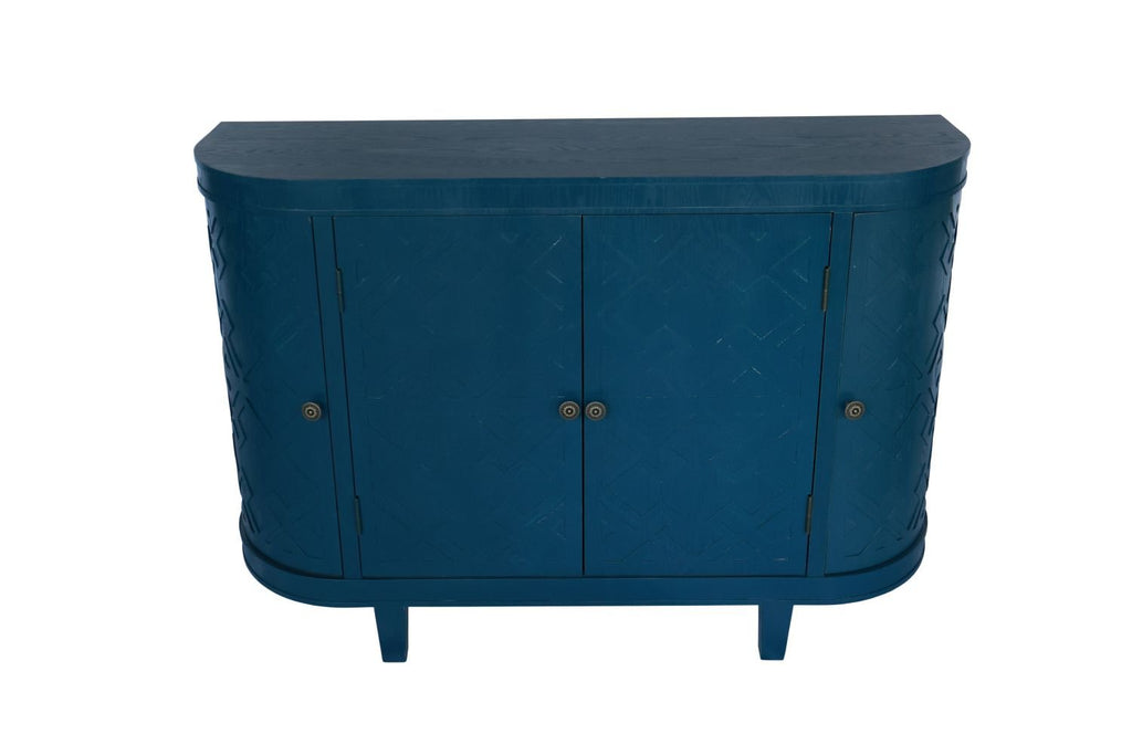 47''Oval Storage Cabinet with 4 Doors,Buffet Sideboard Cabinet with Storage, Fluted Accent Storage Cabinet with Curvy Edge, Sliding Door, Freestanding Credenza, Console Table for Living Room, Kitchen - Comfortable Living Decor