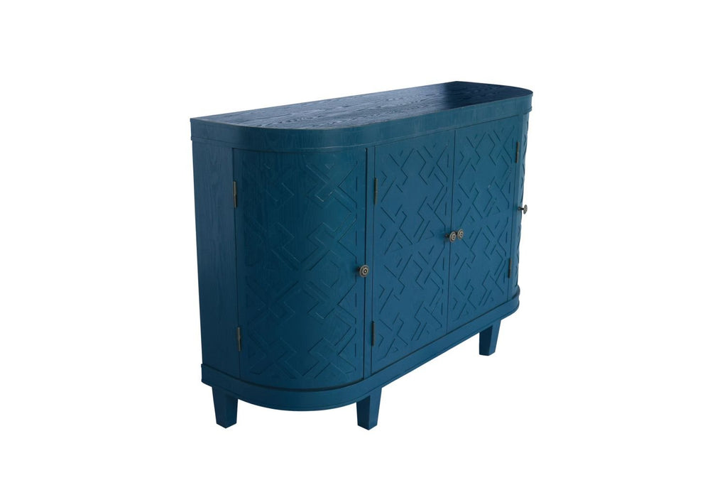 47''Oval Storage Cabinet with 4 Doors,Buffet Sideboard Cabinet with Storage, Fluted Accent Storage Cabinet with Curvy Edge, Sliding Door, Freestanding Credenza, Console Table for Living Room, Kitchen - Comfortable Living Decor