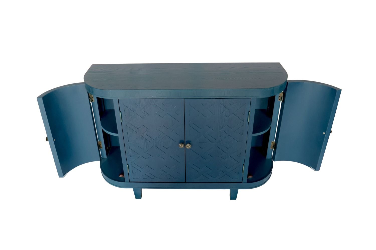 47''Oval Storage Cabinet with 4 Doors,Buffet Sideboard Cabinet with Storage, Fluted Accent Storage Cabinet with Curvy Edge, Sliding Door, Freestanding Credenza, Console Table for Living Room, Kitchen - Comfortable Living Decor
