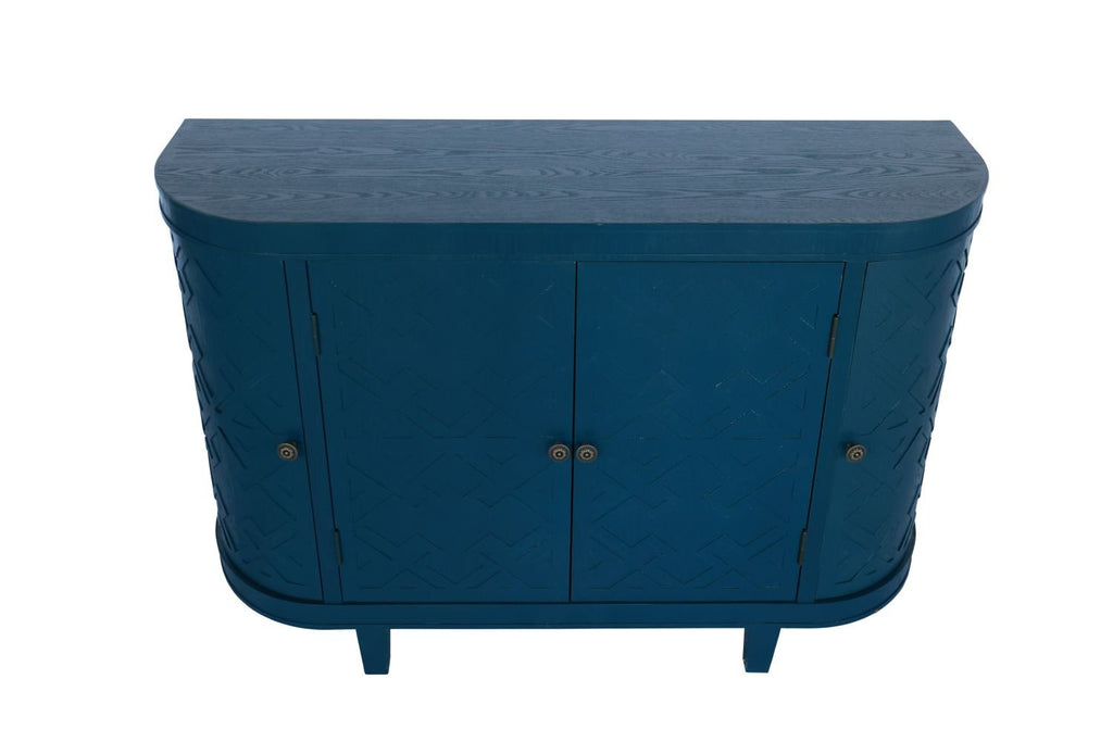 47''Oval Storage Cabinet with 4 Doors,Buffet Sideboard Cabinet with Storage, Fluted Accent Storage Cabinet with Curvy Edge, Sliding Door, Freestanding Credenza, Console Table for Living Room, Kitchen - Comfortable Living Decor