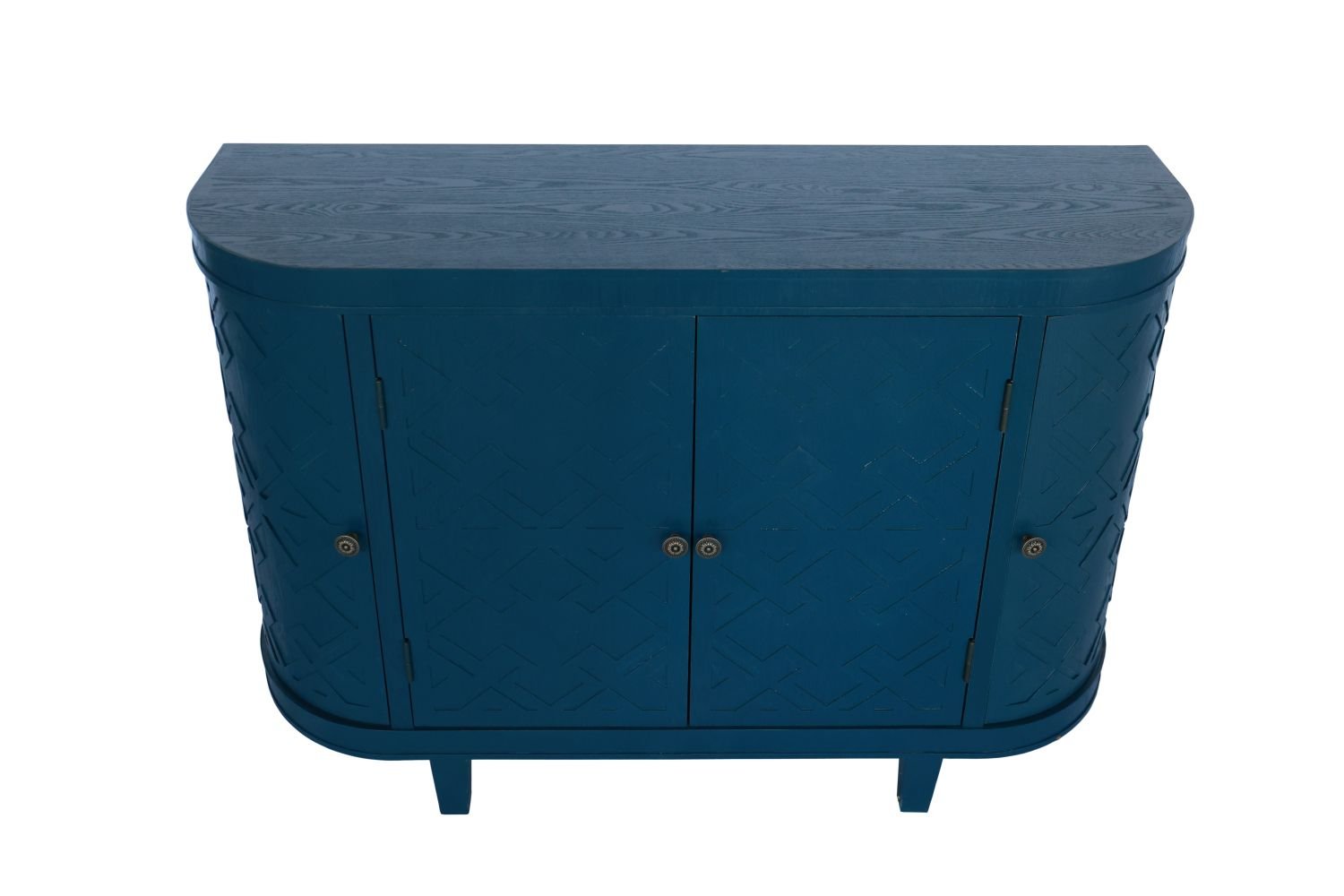 47''Oval Storage Cabinet with 4 Doors,Buffet Sideboard Cabinet with Storage, Fluted Accent Storage Cabinet with Curvy Edge, Sliding Door, Freestanding Credenza, Console Table for Living Room, Kitchen - Comfortable Living Decor