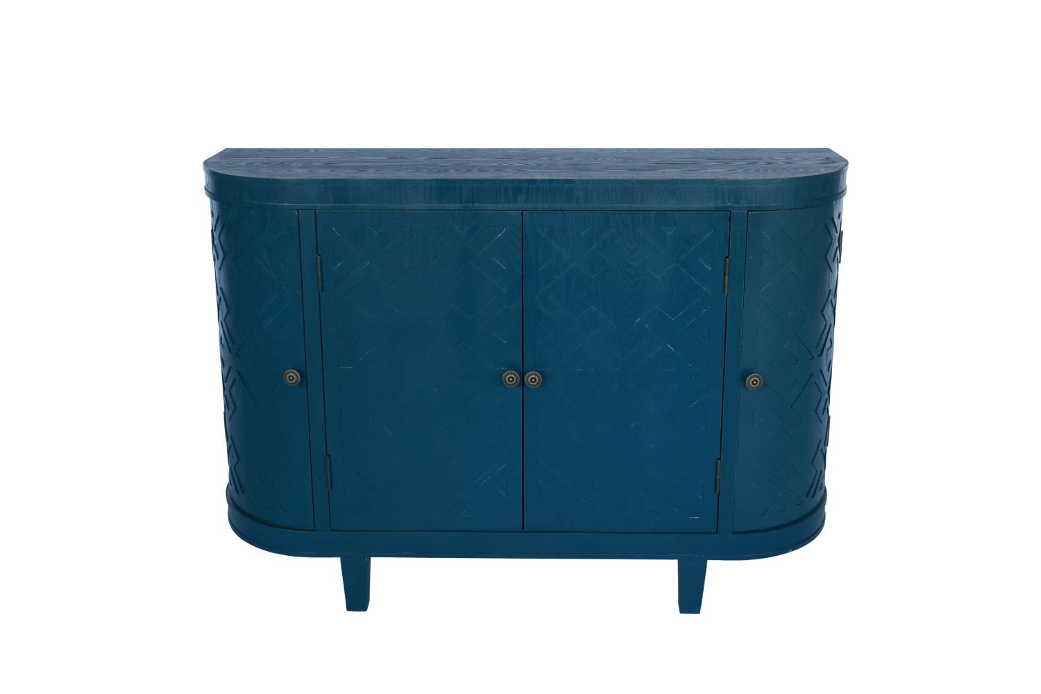 47''Oval Storage Cabinet with 4 Doors,Buffet Sideboard Cabinet with Storage, Fluted Accent Storage Cabinet with Curvy Edge, Sliding Door, Freestanding Credenza, Console Table for Living Room, Kitchen - Comfortable Living Decor