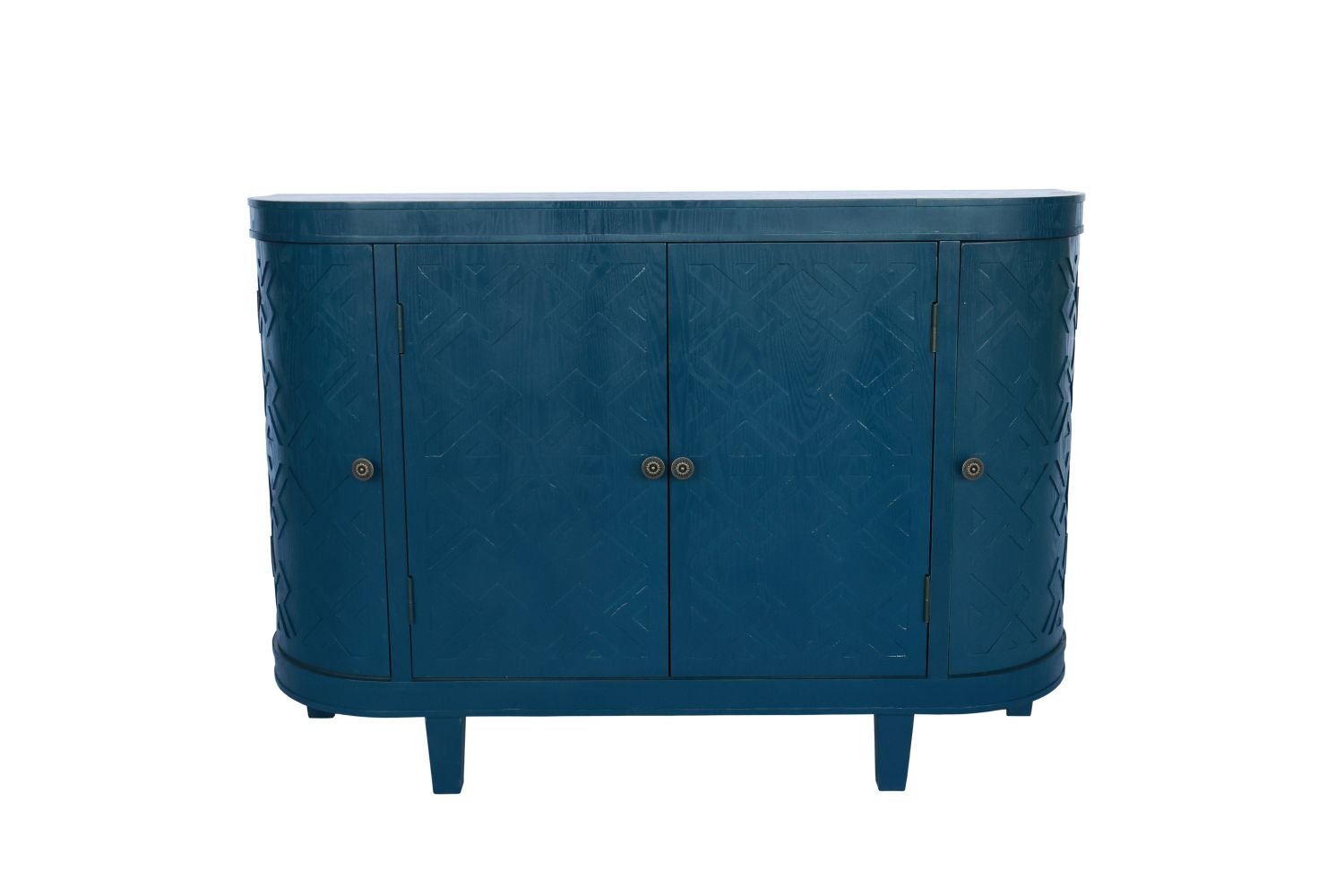 47''Oval Storage Cabinet with 4 Doors,Buffet Sideboard Cabinet with Storage, Fluted Accent Storage Cabinet with Curvy Edge, Sliding Door, Freestanding Credenza, Console Table for Living Room, Kitchen - Comfortable Living Decor