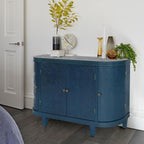47''Oval Storage Cabinet with 4 Doors,Buffet Sideboard Cabinet with Storage, Fluted Accent Storage Cabinet with Curvy Edge, Sliding Door, Freestanding Credenza, Console Table for Living Room, Kitchen - Comfortable Living Decor