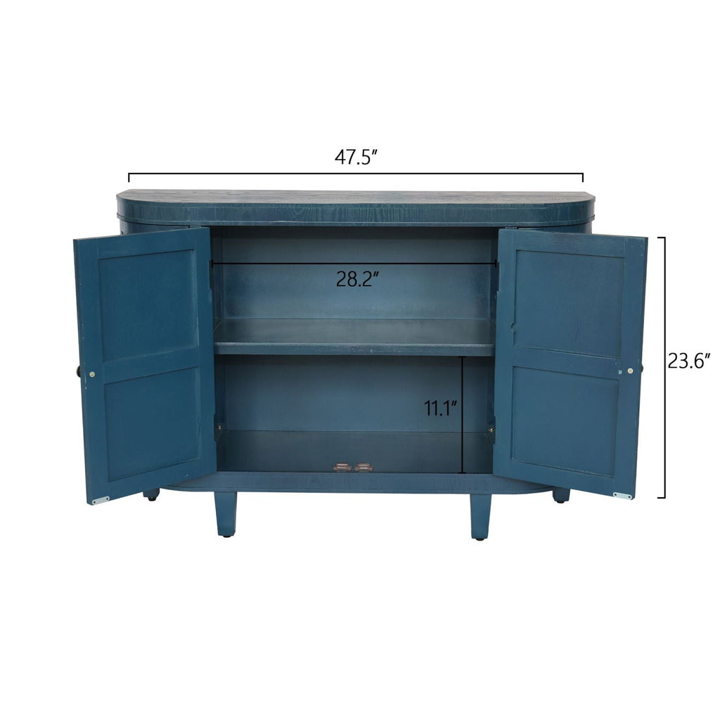 47''Oval Storage Cabinet with 4 Doors,Buffet Sideboard Cabinet with Storage, Fluted Accent Storage Cabinet with Curvy Edge, Sliding Door, Freestanding Credenza, Console Table for Living Room, Kitchen - Comfortable Living Decor