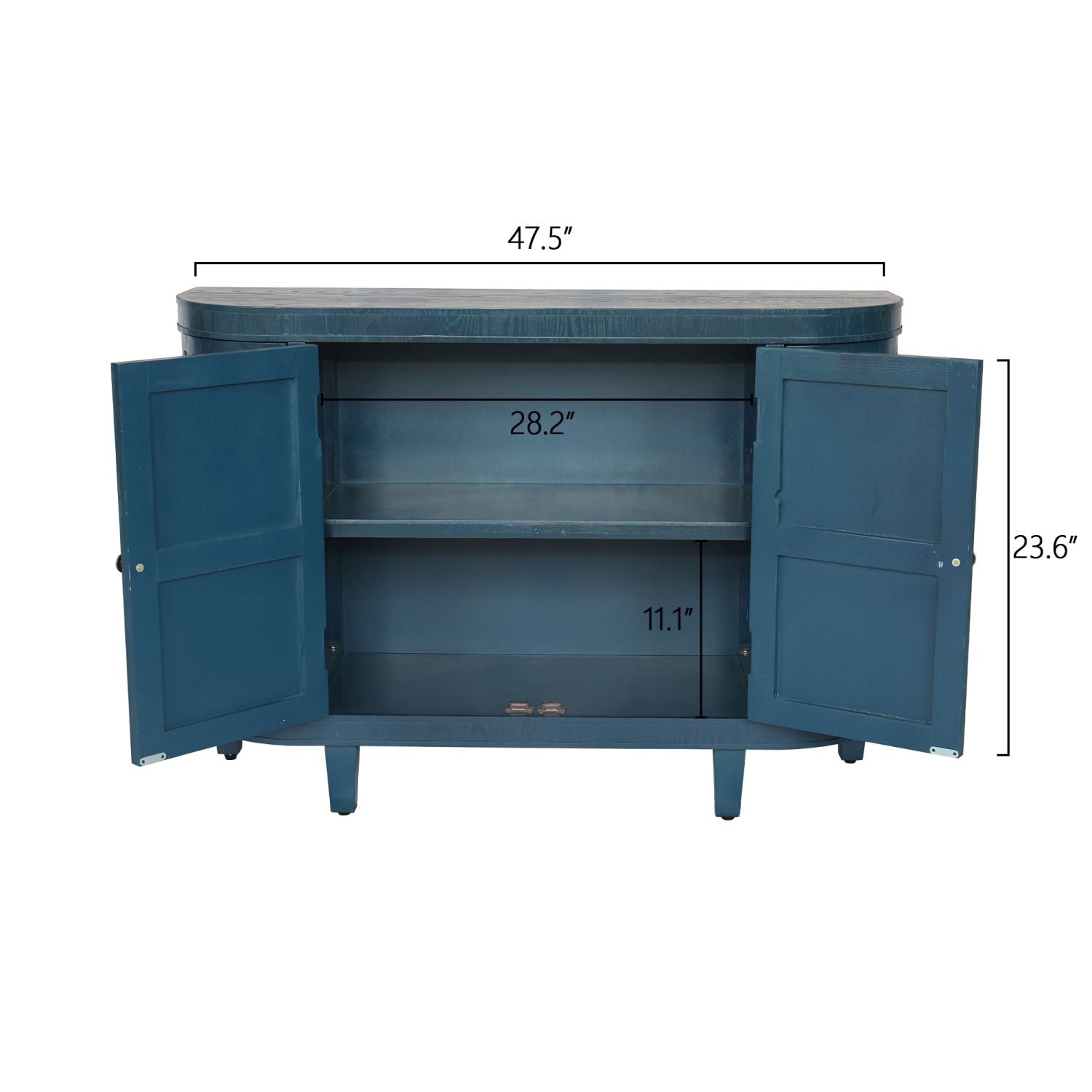 47''Oval Storage Cabinet with 4 Doors,Buffet Sideboard Cabinet with Storage, Fluted Accent Storage Cabinet with Curvy Edge, Sliding Door, Freestanding Credenza, Console Table for Living Room, Kitchen - Comfortable Living Decor