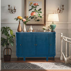 47''Oval Storage Cabinet with 4 Doors,Buffet Sideboard Cabinet with Storage, Fluted Accent Storage Cabinet with Curvy Edge, Sliding Door, Freestanding Credenza, Console Table for Living Room, Kitchen - Comfortable Living Decor