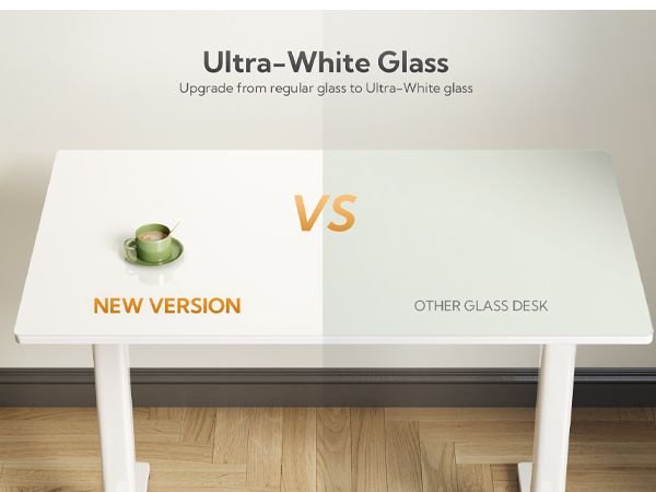 48 Inch Electric White Glass Standing Desk, Adjustable Height ,Quick Install Home Office Computer Desk, Stand Up Desk, - Comfortable Living Decor