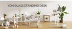 48 Inch Electric White Glass Standing Desk, Adjustable Height ,Quick Install Home Office Computer Desk, Stand Up Desk, - Comfortable Living Decor