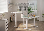 48 Inch Electric White Glass Standing Desk, Adjustable Height ,Quick Install Home Office Computer Desk, Stand Up Desk, - Comfortable Living Decor