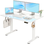 48 Inch Electric White Glass Standing Desk, Adjustable Height ,Quick Install Home Office Computer Desk, Stand Up Desk, - Comfortable Living Decor