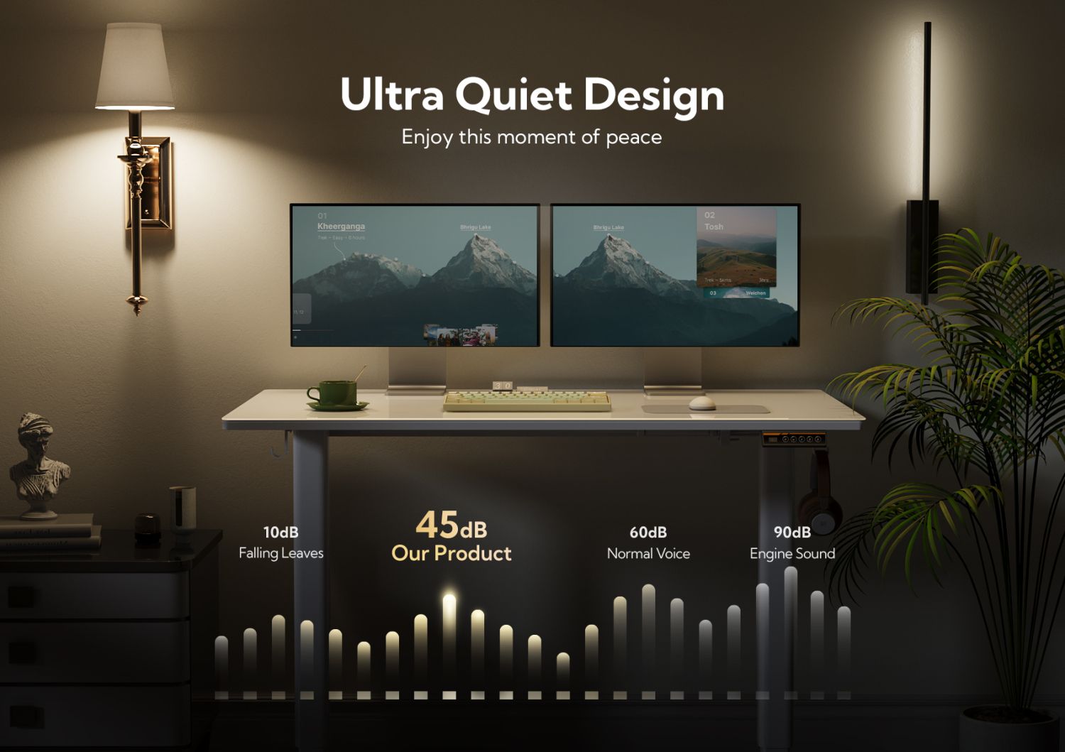 48 Inch Electric White Glass Standing Desk, Adjustable Height ,Quick Install Home Office Computer Desk, Stand Up Desk, - Comfortable Living Decor