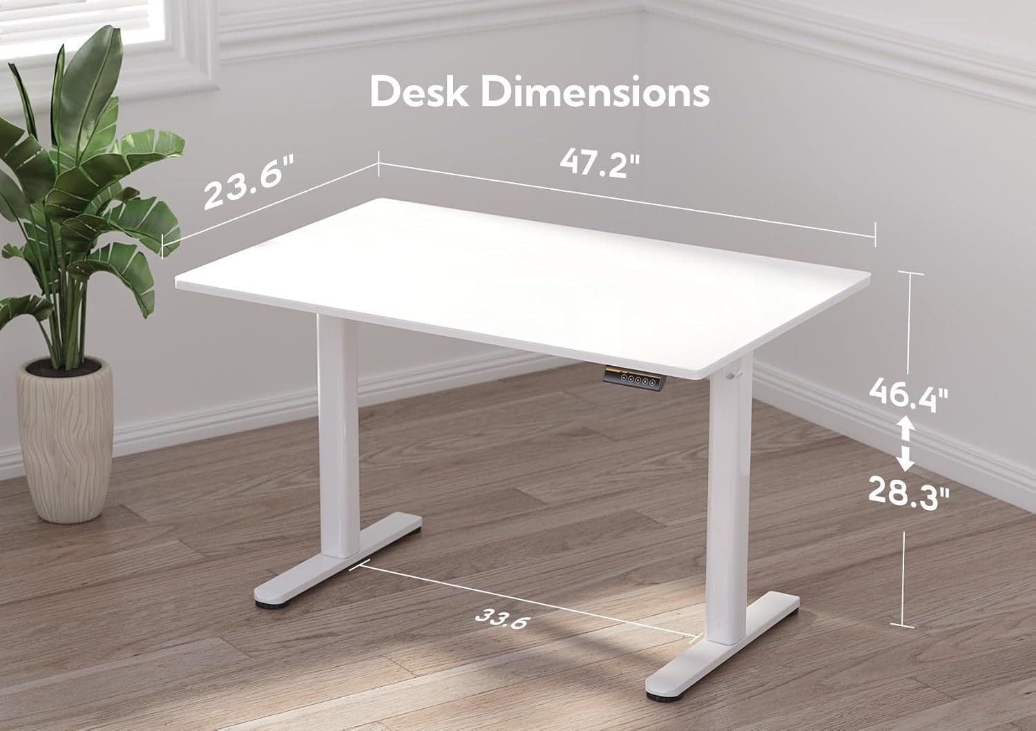 48 Inch Electric White Glass Standing Desk, Adjustable Height ,Quick Install Home Office Computer Desk, Stand Up Desk, - Comfortable Living Decor